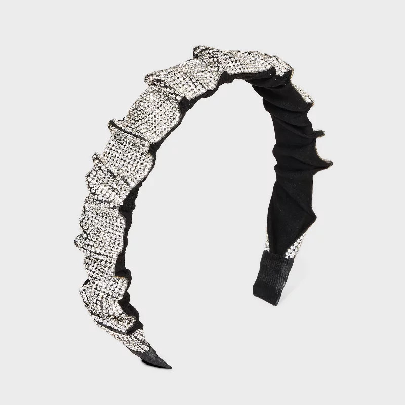 Ruched Rhinestone Headband - A New Day™ Black/Clear | Target