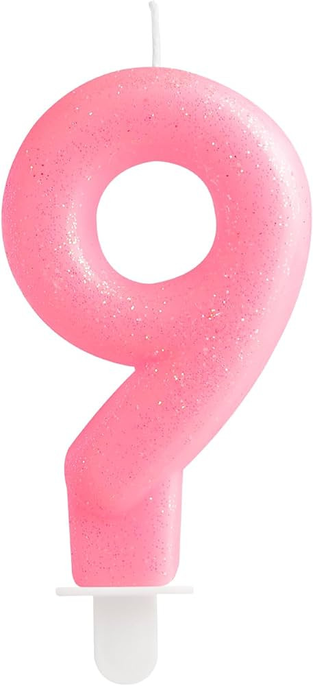 Glitter Pink 9 Birthday Candles, Pink Shiny Number Happy Birthday Cake Topper Decorations, Pink B... | Amazon (US)