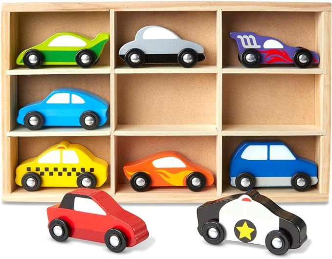 Melissa & Doug Wooden Cars Vehicle Set in Wooden Tray - Toys For Toddlers And Kids Ages 3+ | Amazon (US)