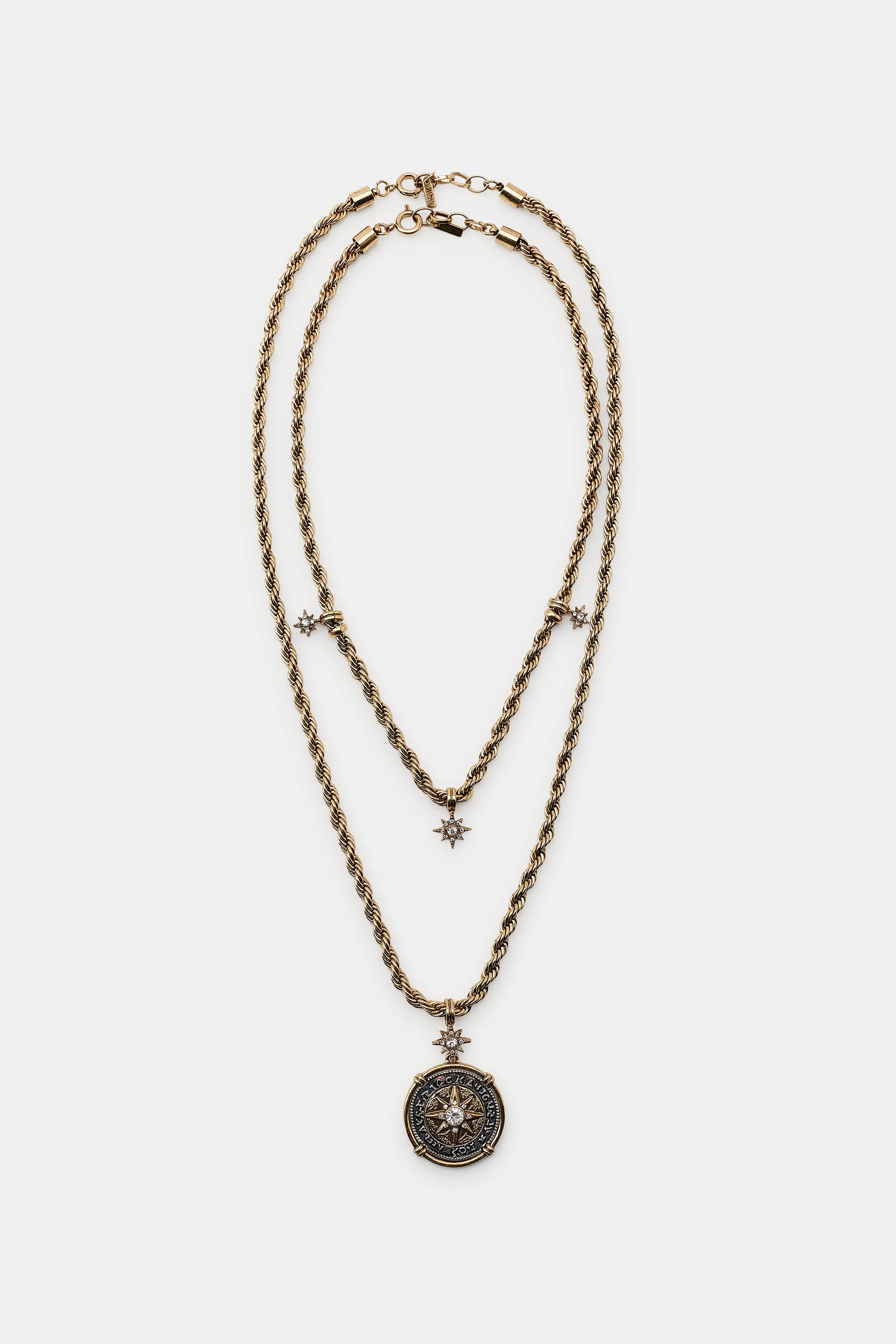 PACK OF 2 STAR CHARM CHAIN NECKLACES - Golden - M | Zara US
