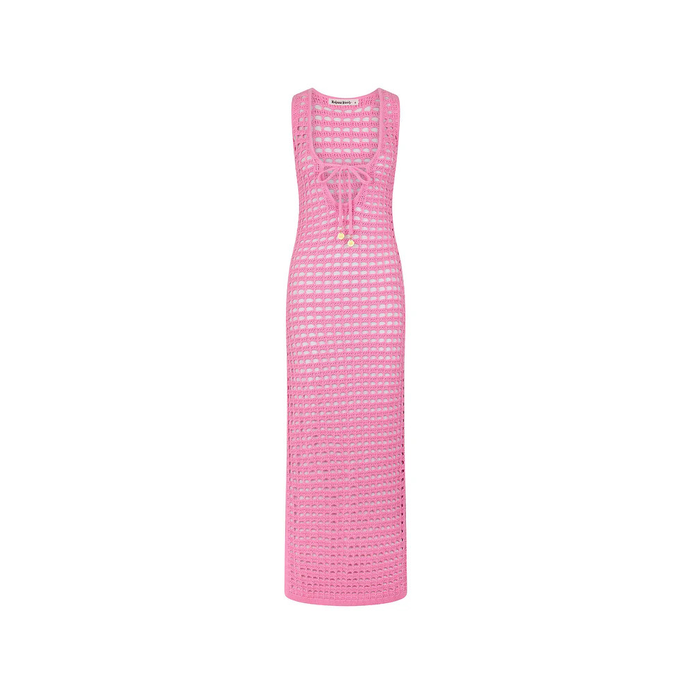 Crochet Plunge Maxi Dress - Bubblegum | Kulani Kinis US
