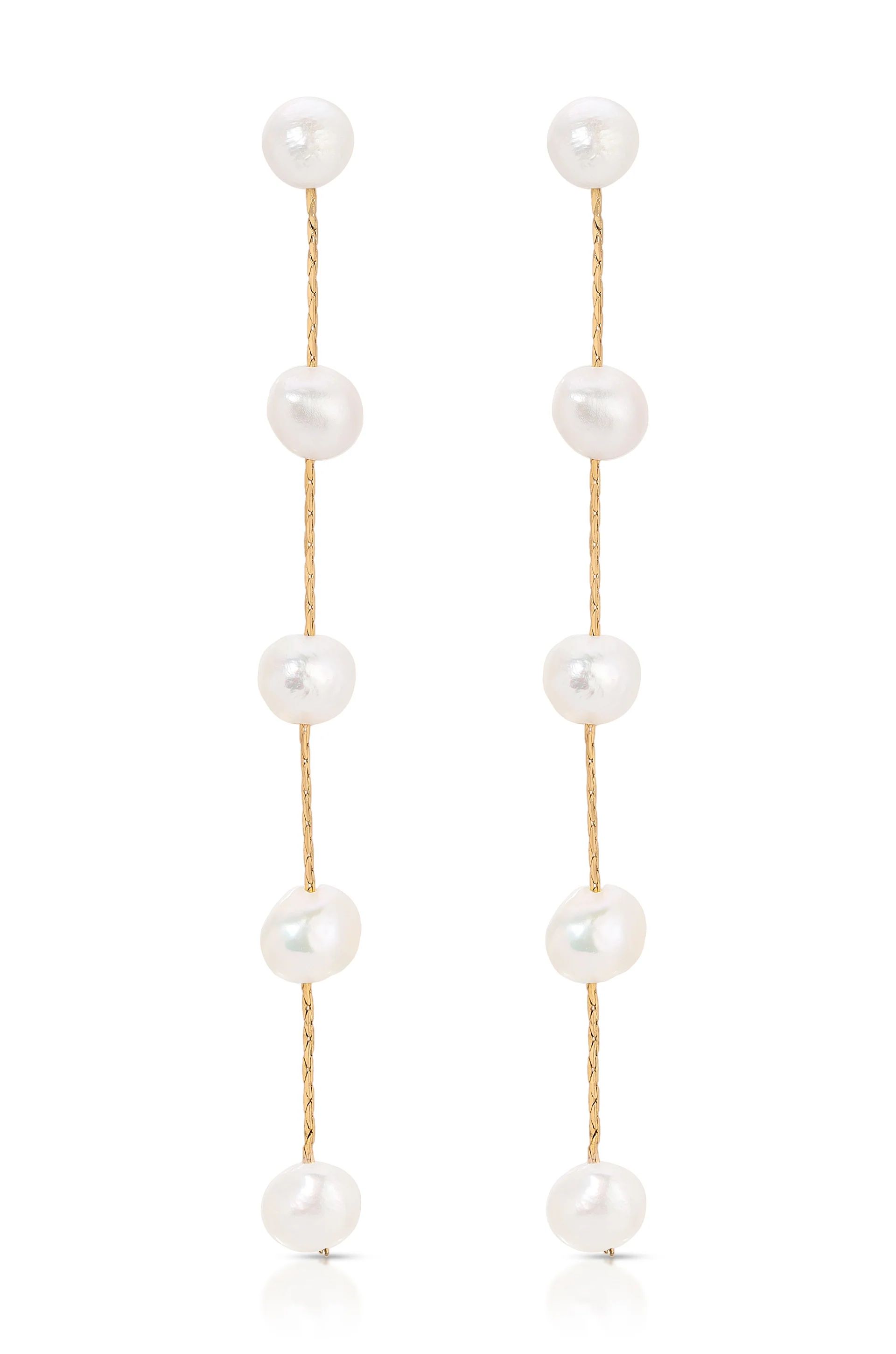 Dripping Pearl Delicate Drop Earrings | Ettika