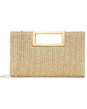 RNIEGA Straw Clutch Handbags Summer Clutch Woven Boho Beach Bags Straw Purses for Women | Amazon (US)