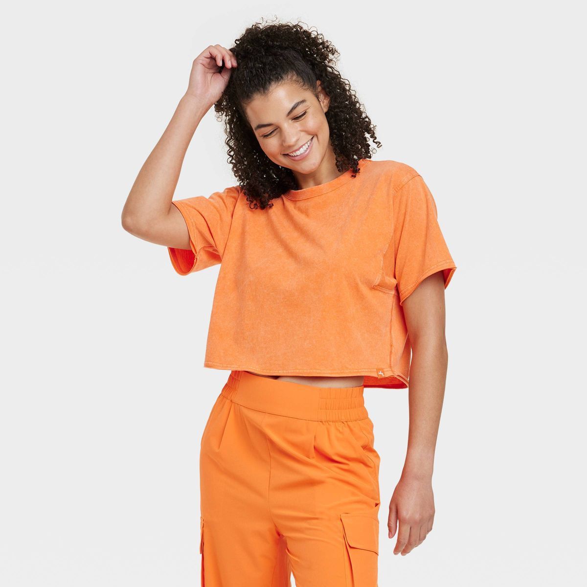 Women's Cropped Boxy T-Shirt - JoyLab™ Orange L | Target