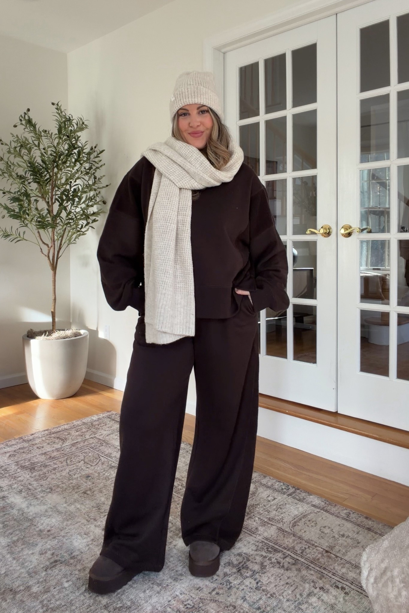 Cozy chocolate brown matching set. L sweatshirt, M bottoms.  

matching set, new at Aerie, travel day outfit, sweats outfit, cold weather outfit, airport outfitt

#LTKTravel #LTKootd #LTKSeasonal
