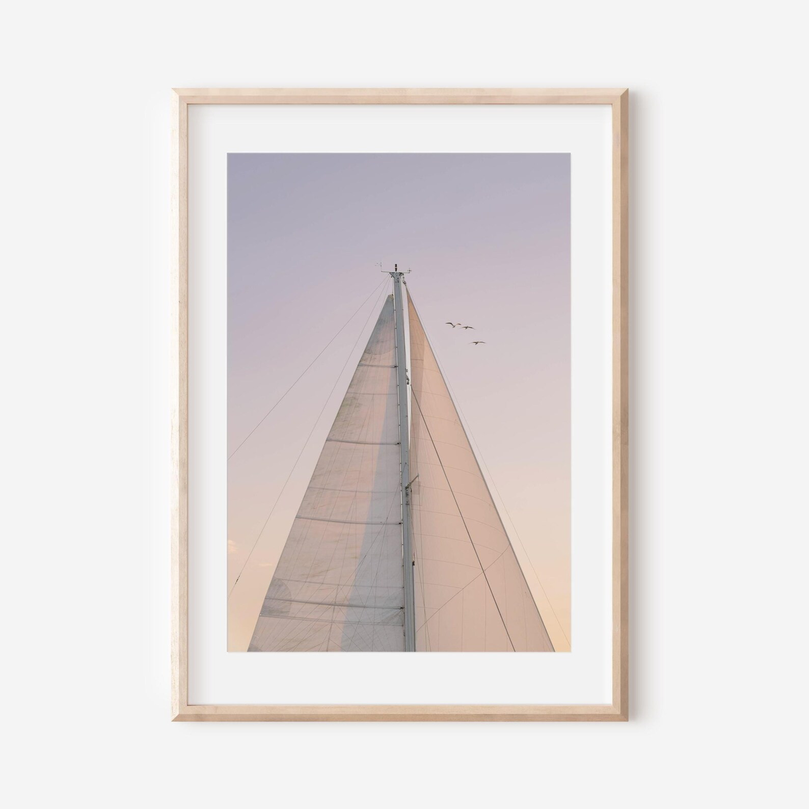 Fine Art Sailboat Print, Pastel Sunset Coastal Wall Art, Vertical Sailing Photography for Beach H... | Etsy (US)