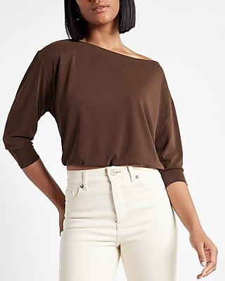 Off The Shoulder Silky Sueded Jersey Tee | Express