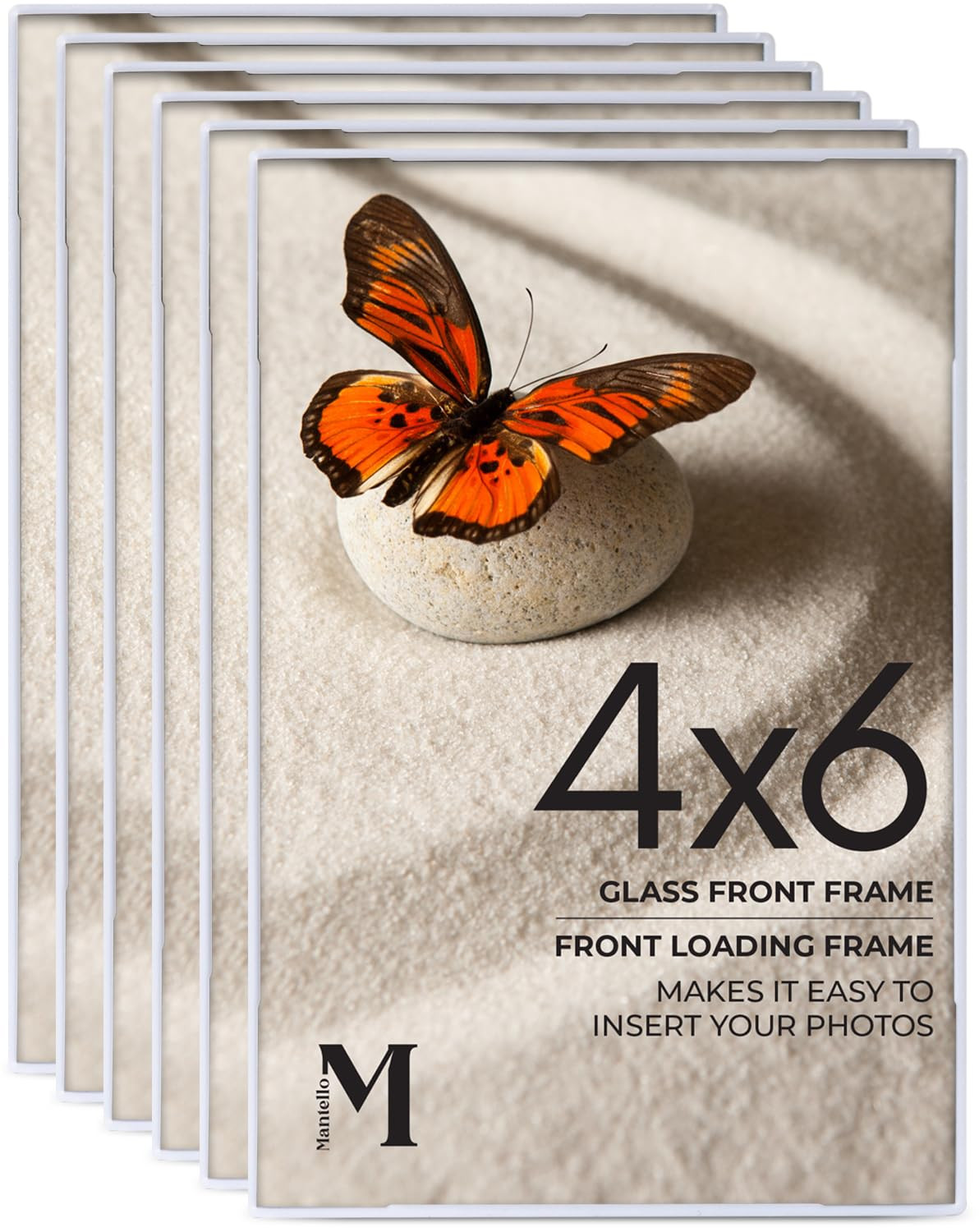 Mantello Front Loading White 4x6 Picture Frame - 4 x 6 Frame For Tabletop or Wall Decor - 4 by 6 ... | Amazon (US)