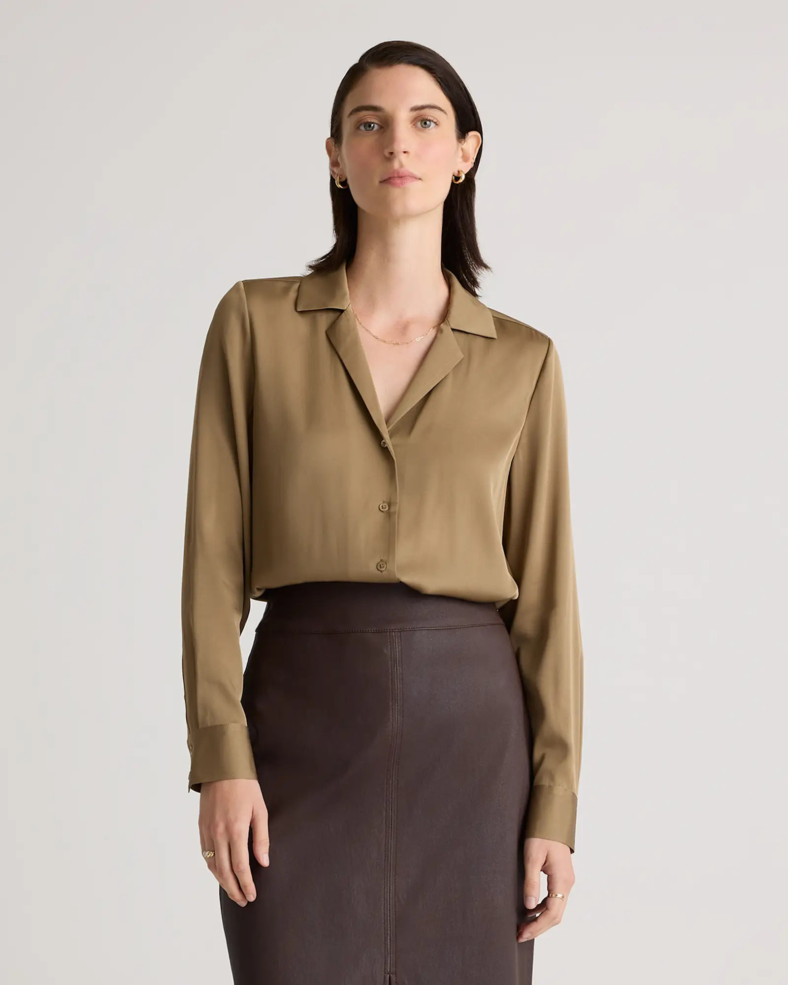 Washable Stretch Silk Notch Collar Blouse | Quince | Quince