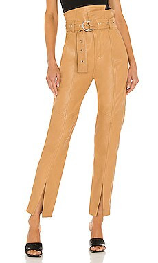 Marissa Webb Anniston Split Hem Leather Pant in Fawn from Revolve.com | Revolve Clothing (Global)