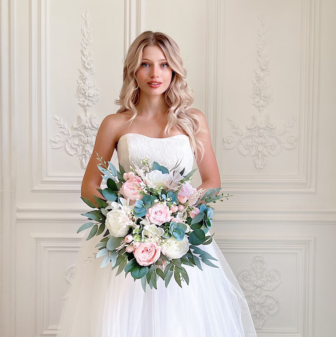 Wedding Bouquet, Bridal Bouquet, Blush Wedding Bouquet, Blush Pink Bridal Bouquet, Pink Bridal Bo... | Etsy (US)