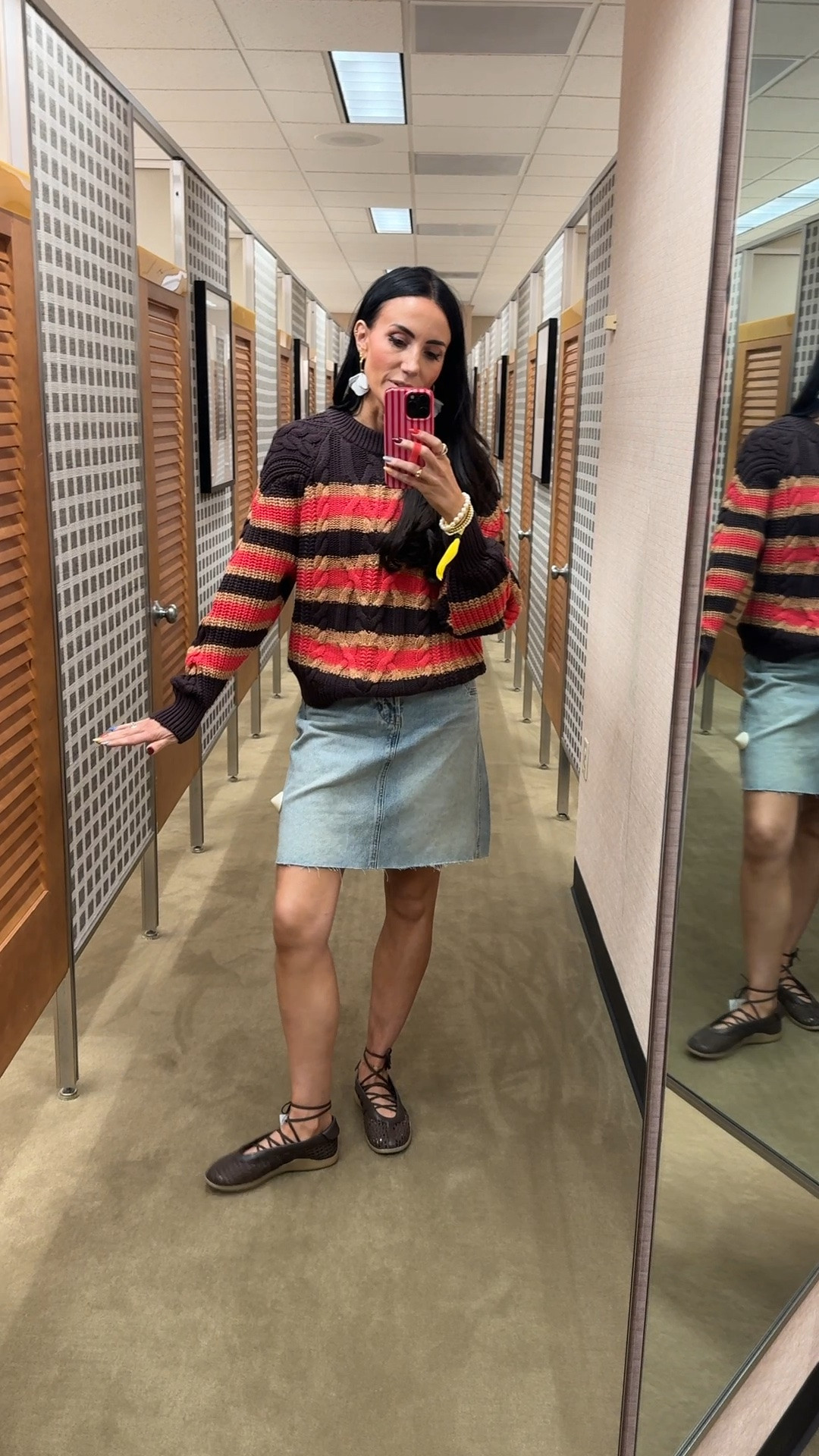 This top is new to the sale and fits tts. Skirt also wearing a 2. Ballet flats are a yes.