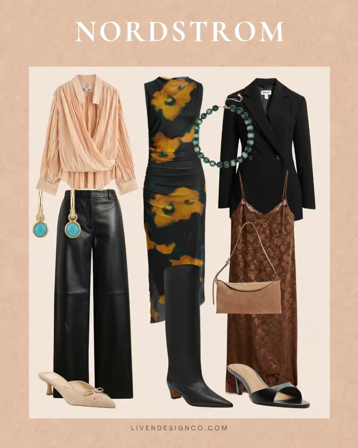 Nordstrom sale. Fashion faves. Fall fashion. Midi floral dress. Suede boots. Tall boots. Turquoise earrings. Suede handbag. Lace slip dress. Blouse. Blazer. Leather pants. Kitten heels. Booties. Slingback heels 

#LTKSeasonal #LTKSaleAlert