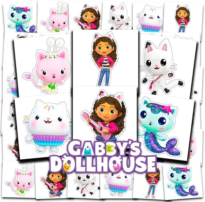 Gabby's Dollhouse Tattoos Party Favors Bundle ~ 72 Perforated Individual 2" x 2" Gabby's Dollhous... | Amazon (US)