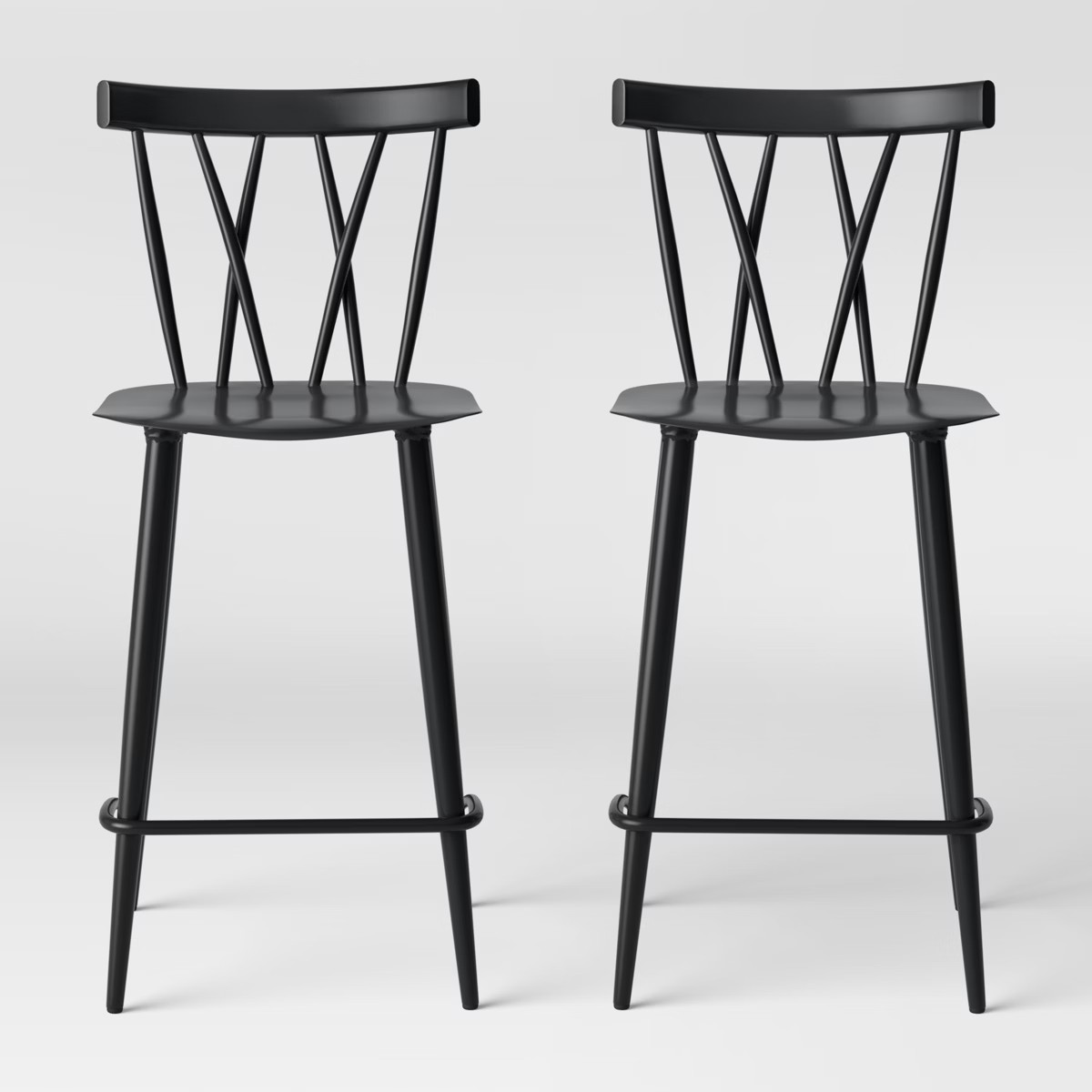 Set of 2 Becket Metal X Back Counter Height Barstool Black - Threshold™ | Target