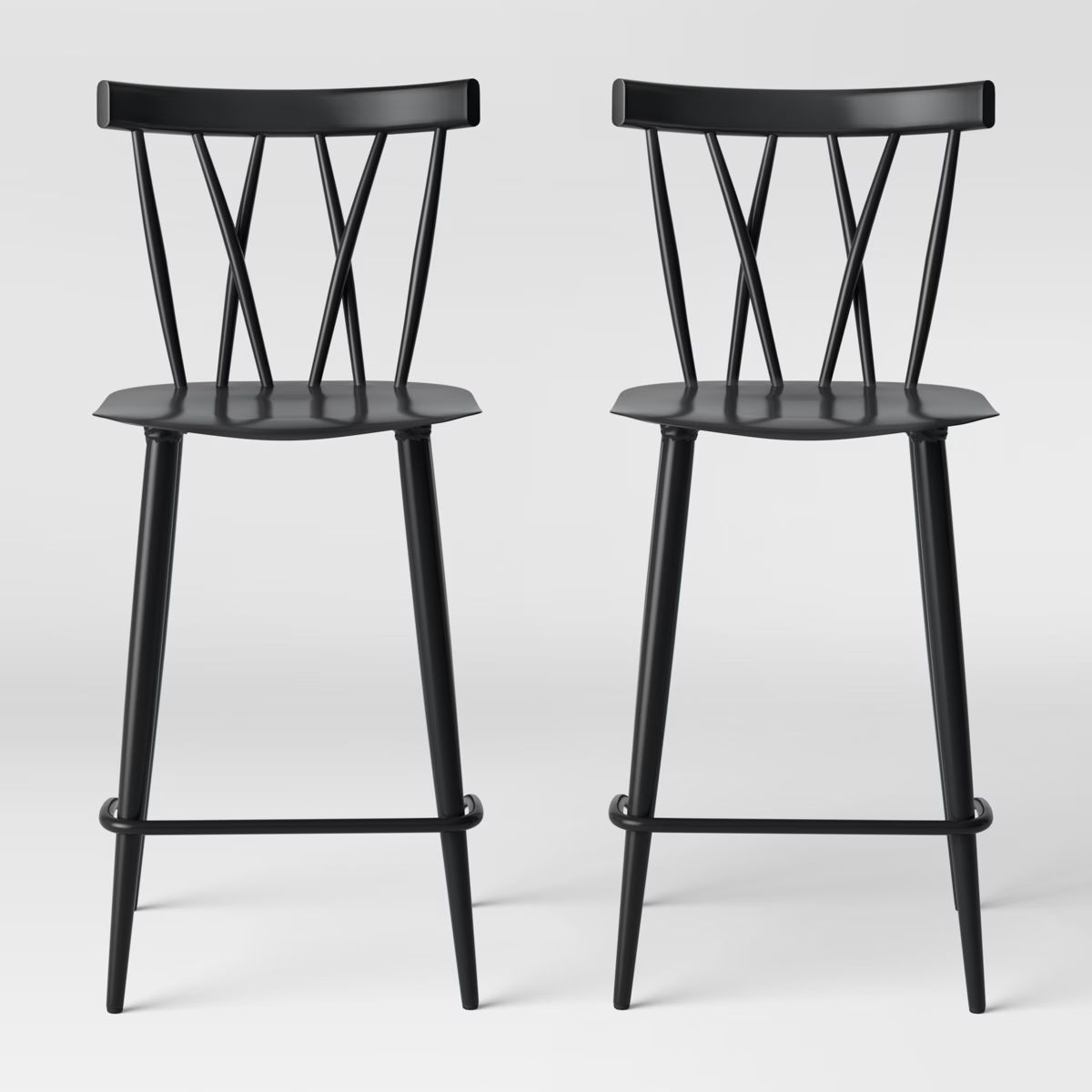 Set of 2 Becket Metal X Back Counter Height Barstool Black - Threshold™ | Target