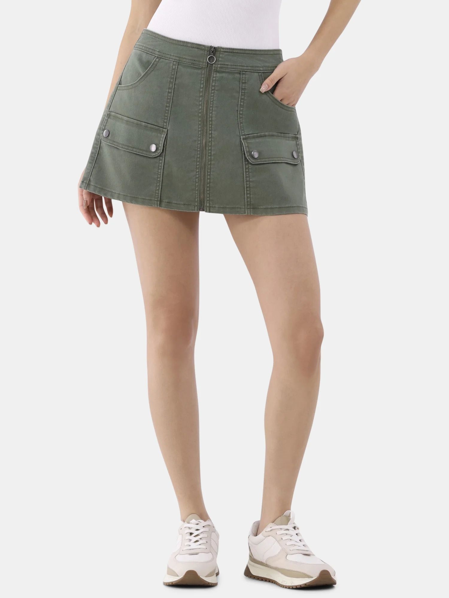 No Boundaries Zip Cargo Skirt, Women's | Walmart (US)