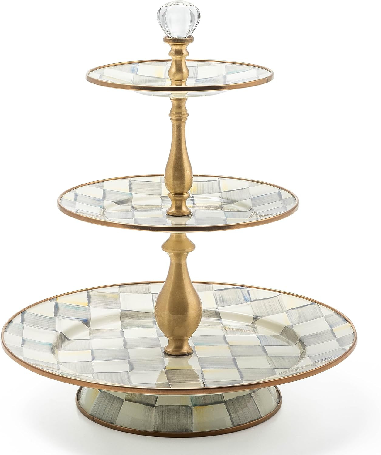 MACKENZIE-CHILDS Three-Tier Sweet Stand, Three-Tiered Serving Tray for Dessert and Sweets, Gray-a... | Amazon (US)