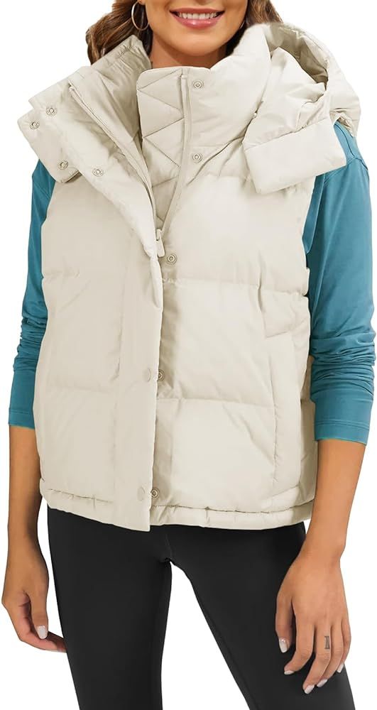 Imily Bela Womens Winter Puffer Vest Thicken Stand-up Collar Coat with Removable Hood | Amazon (US)