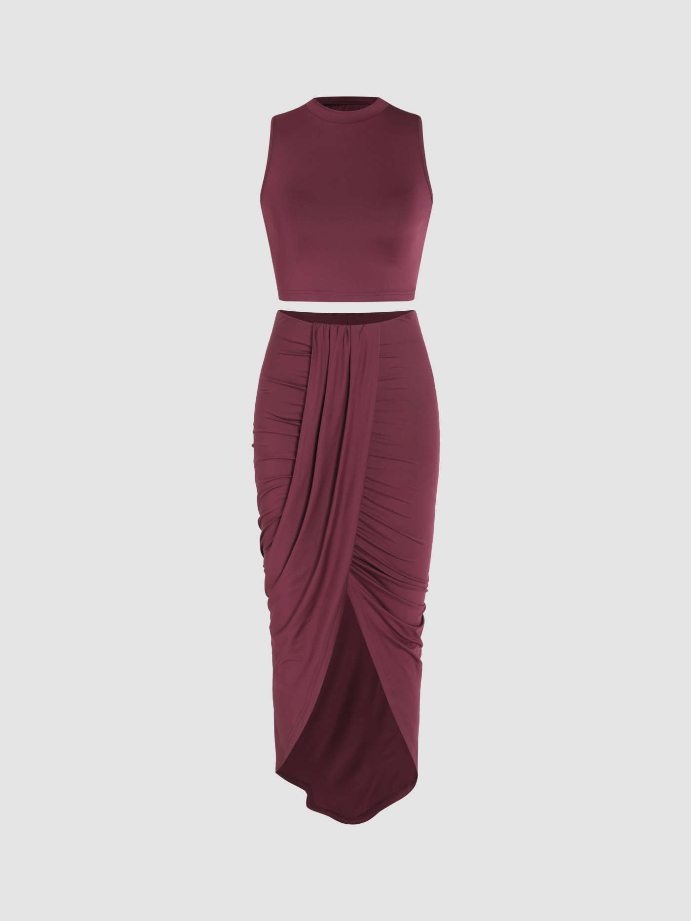 Jersey Crop Tank Top & Ruched Maxi Skirt | Cider