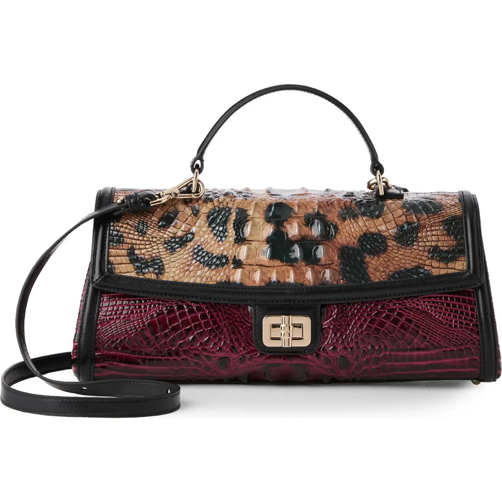 Brahmin Dayan Croc Embossed Leather Top Handle Bag in Cherry Lacquer at Nordstrom | Nordstrom
