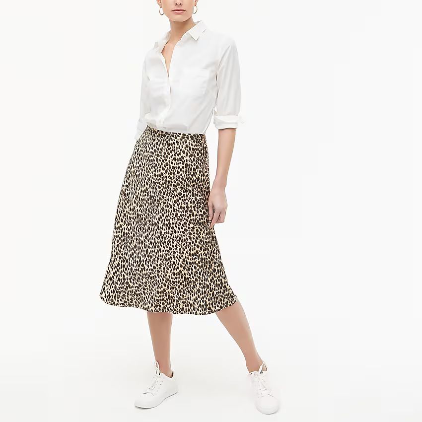 Pull-on printed bias midi skirt | J.Crew Factory
