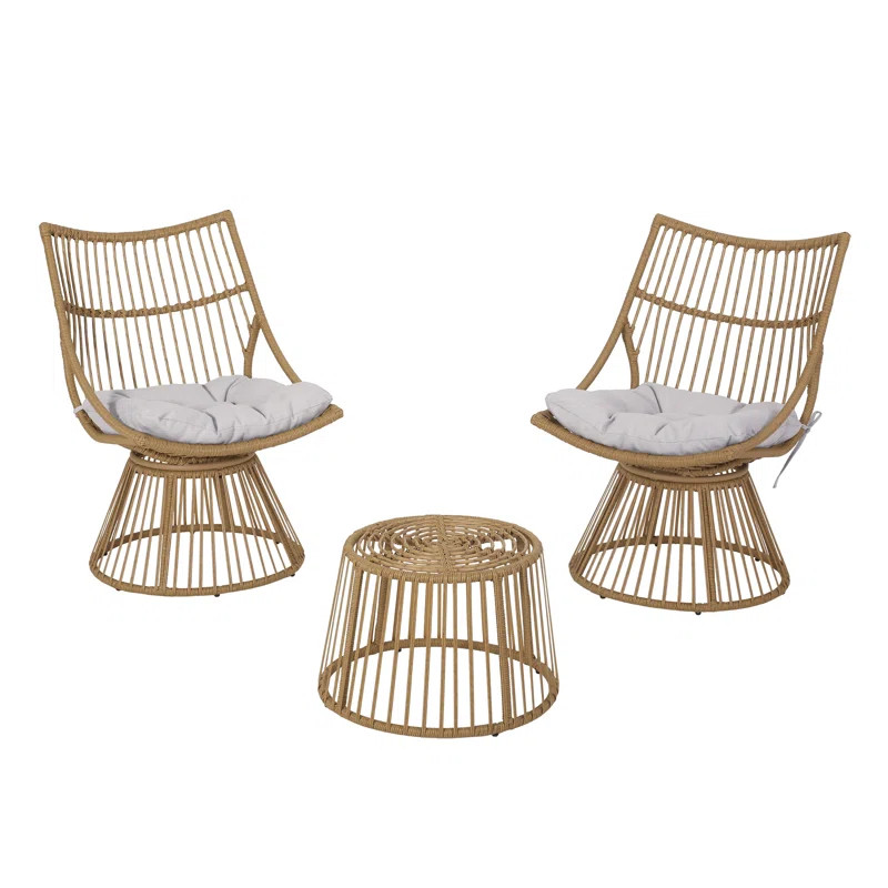 Fiona Outdoor Wicker 2 Seater Chat Set With Cushion | Wayfair North America
