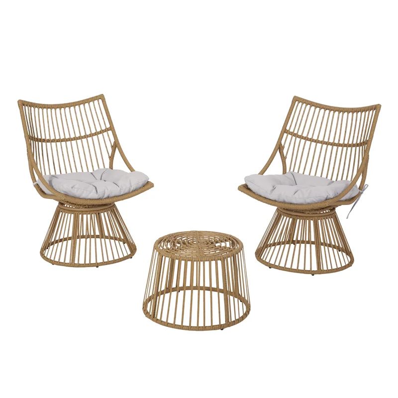 Fiona Outdoor Wicker 2 Seater Chat Set With Cushion | Wayfair North America