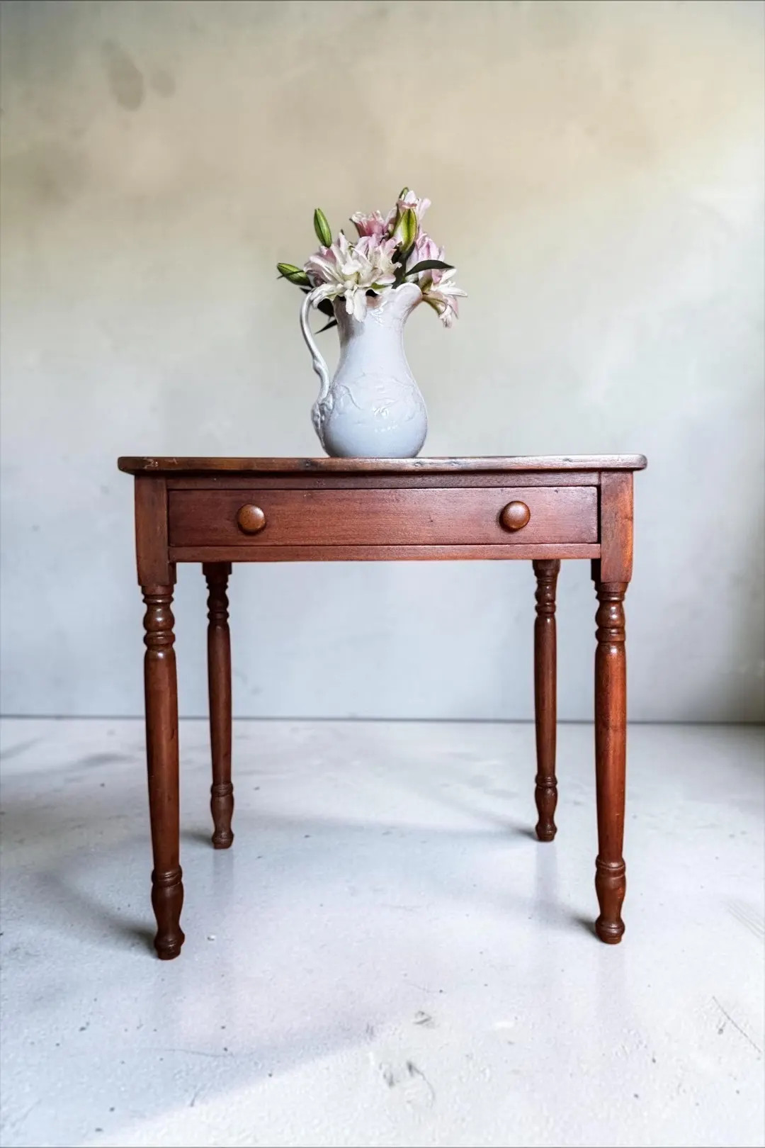 19th Century English Victorian Mahogany Single-Drawer Side Table With Turned Legs | Etsy (Global)