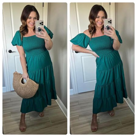 How gorgeous is this Pretty Garden dress! It can be worn on or off the shoulder. I love the smocked detailing at the top- super soft and stretchy! I’m wearing a medium. 

#LTKSeasonal #LTKwedding #LTKstyletip