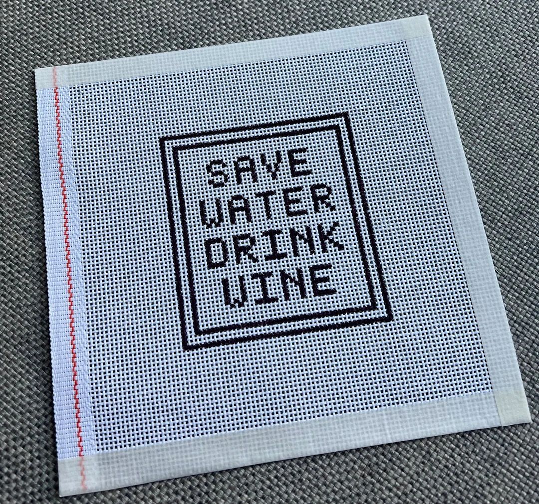 Save Water Drink Wine Needlepoint Canvas 13in Mesh Hand Painted 3.75 X 4 Inches - Etsy | Etsy (US)