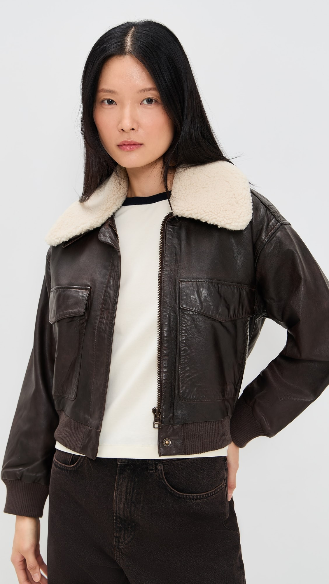 Lenoir Leather Cropped Bomber Jacket | Shopbop