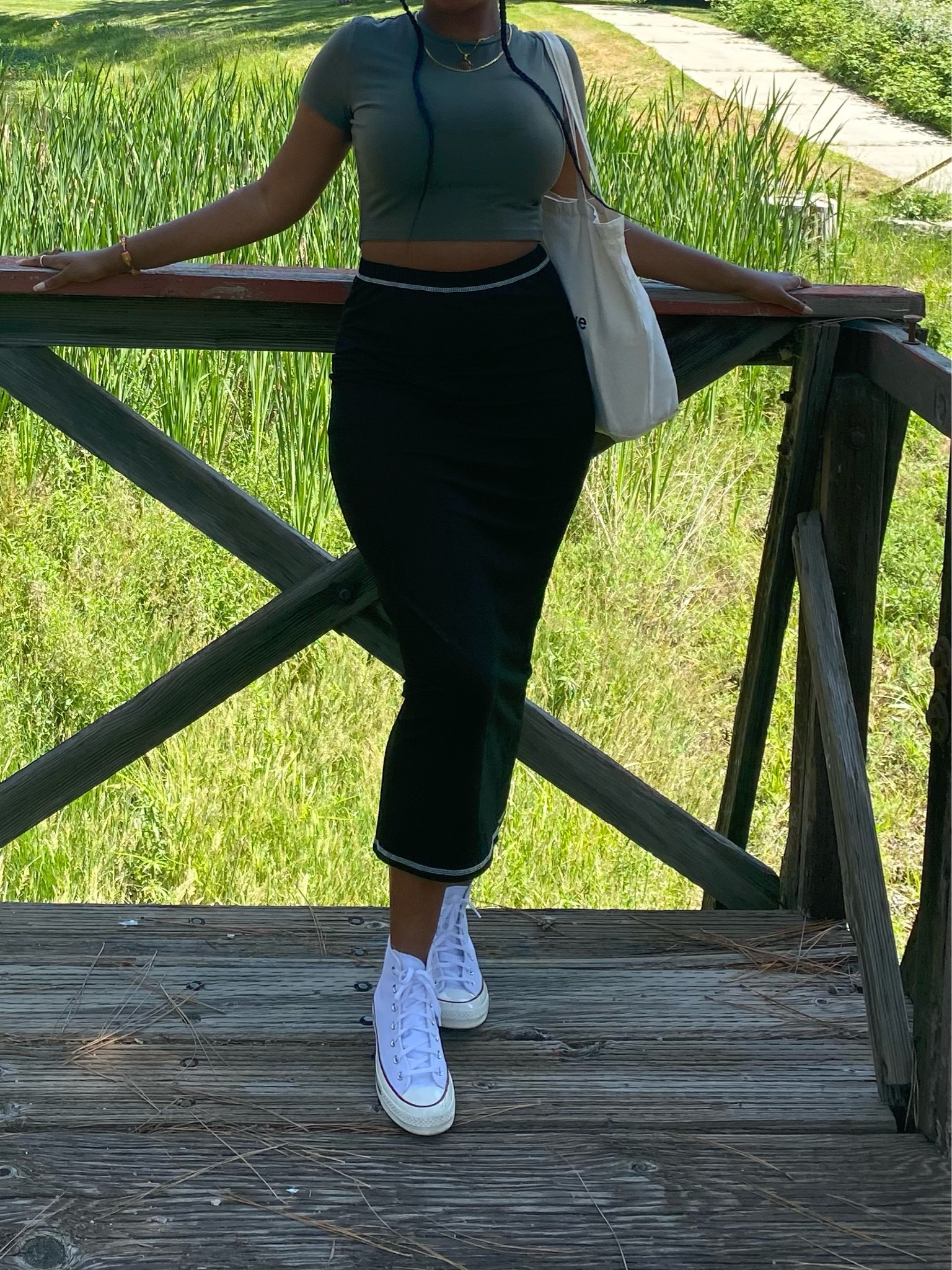 spring/ summer outfit! 
amazon fashion, amazon black body con midi skirt, midi skirt, amazon, black body con skirt, black skirt, body con skirt, midi body con skirt, skirt, converse , high top converse, white converse, white high top converse, cream sole converse, cream sole high top converse, high tops, beige tote bag, tote bag, summer tote bag, spring tote bag, crop top, cropped t-shirt, baby tee, baby t-shirt, basic t-shirt, basics, olive green crop top, olive green t shirt, t-shirt, 

#LTKcurves #LTKU #LTKfit