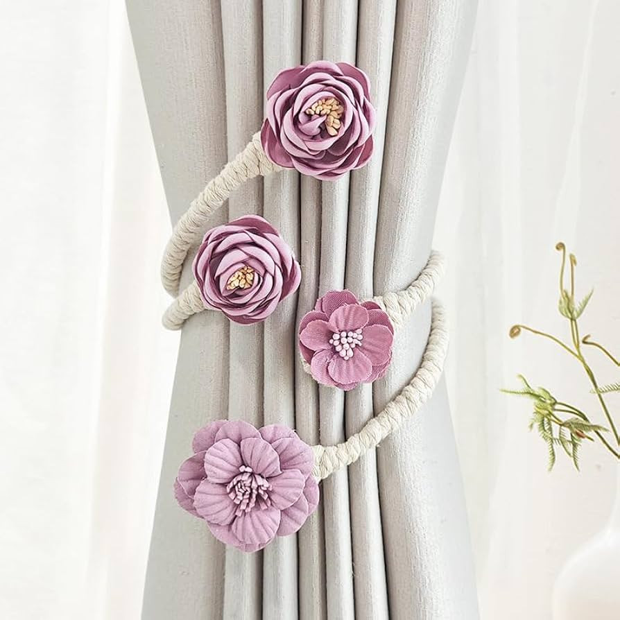 2 Pieces Flexible Curtain Tiebacks Clips Twist Bough Flower Curtain Tie Backs for Home, Bedroom a... | Amazon (US)