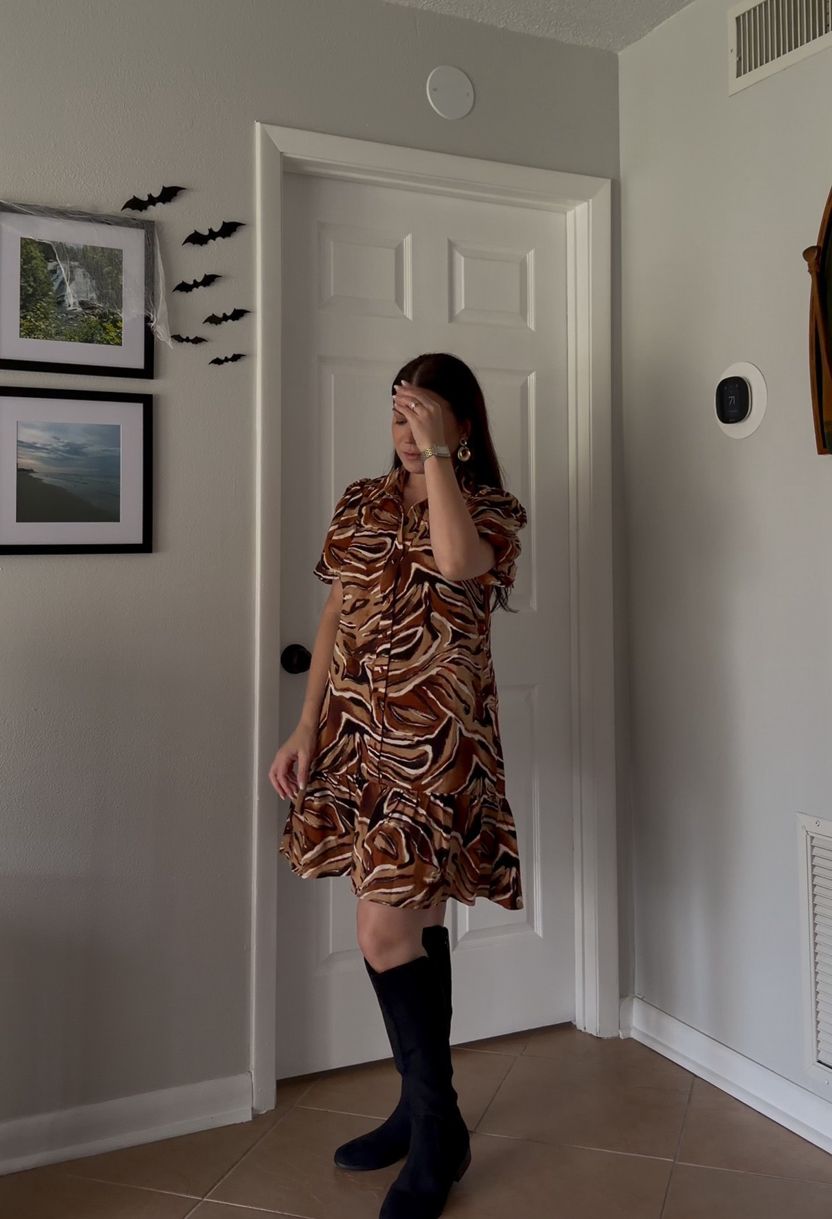 70s retro vibes ✌️🤎 

Loving this little neutral moment with my black boots. Perfect Fall look for us Florida girlies! 

Wearing a petite small 
Boots 7.5 


Macys, neutral dress, black boots, Fall fashion 

#LTKPetite #LTKStyleTip #LTKSaleAlert
