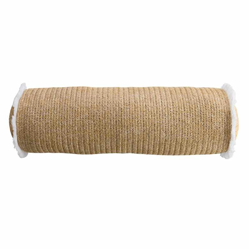 Hermosa with White Fringe Bolster Outdoor Throw Pillow, 8x20 | At Home