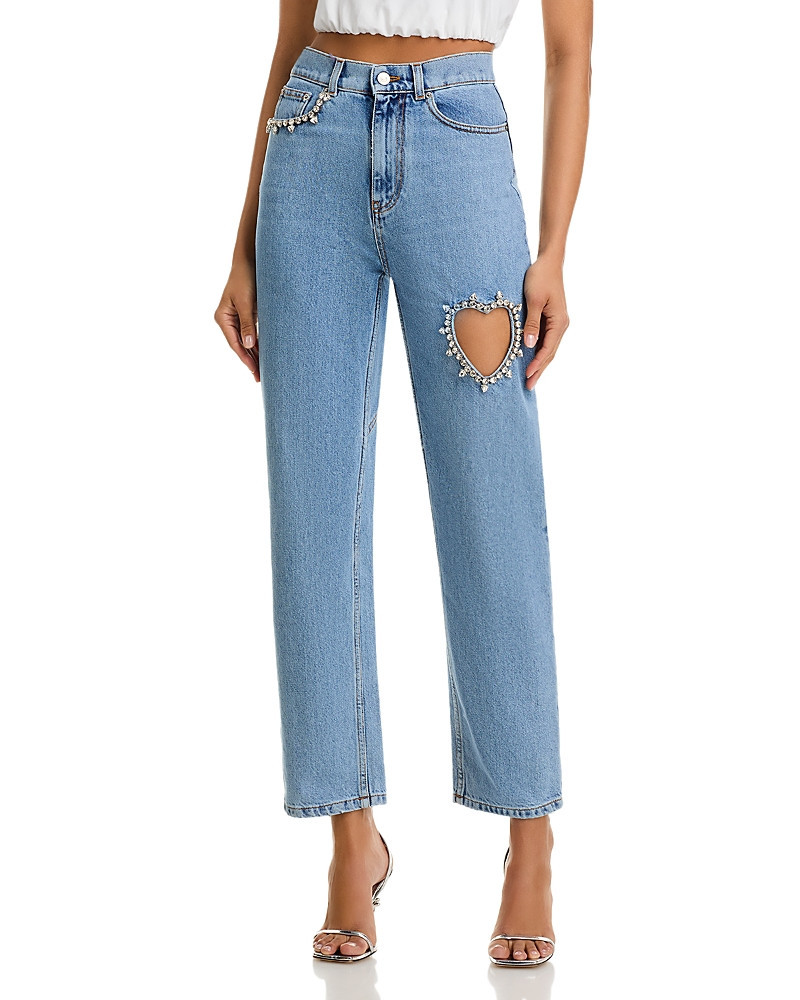 Area Crystal Heart Jeans in Light Blue | Bloomingdale's (US)