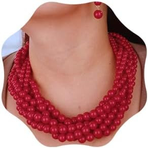 Aimimier 1920s Multilayer Twisted Beads Cluster Choker Necklace Chunky Ball Statement Necklace Fa... | Amazon (US)