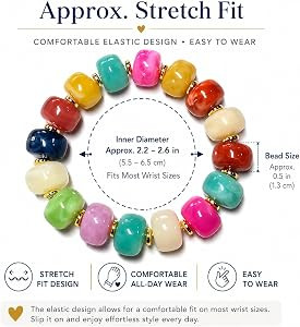 Chunky Beaded Bracelet for Women Dopamine Colorful Resin Bangles Blue White Hot Pink Beaded Boho ... | Amazon (US)