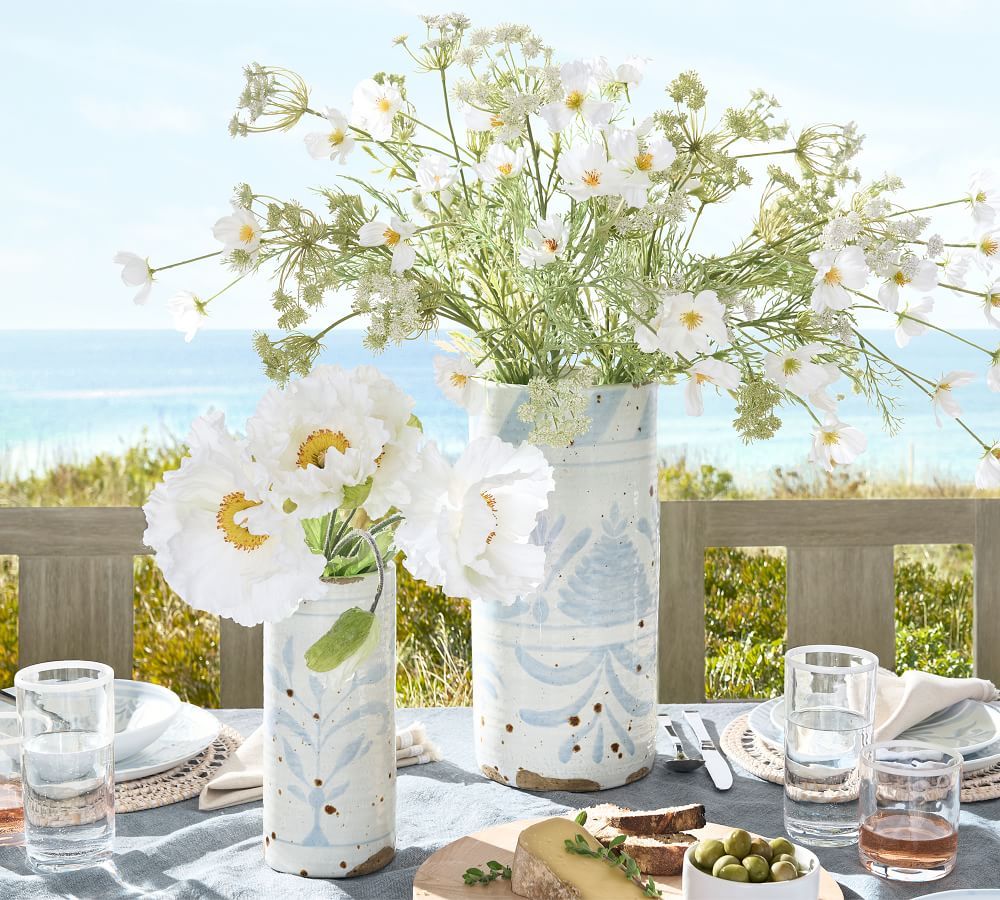 Chambray Patterned Handcrafted Ceramic Vases | Pottery Barn (US)