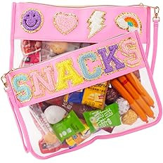 1PCS Chenille Patch Nylon Pouch,Clear Waterproof Snacks Bag,With Preppy &Letter Double Sided Patc... | Amazon (US)