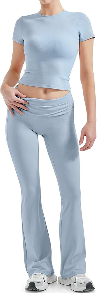 SUUKSESS Women 2 Piece Lounge Sets Going Out Y2K Foldover Pants Matching Pajamas | Amazon (US)