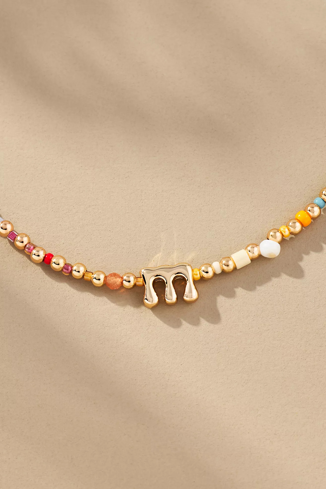 Beaded Bubble Letter Lowercase Monogram Necklace | Anthropologie (US)