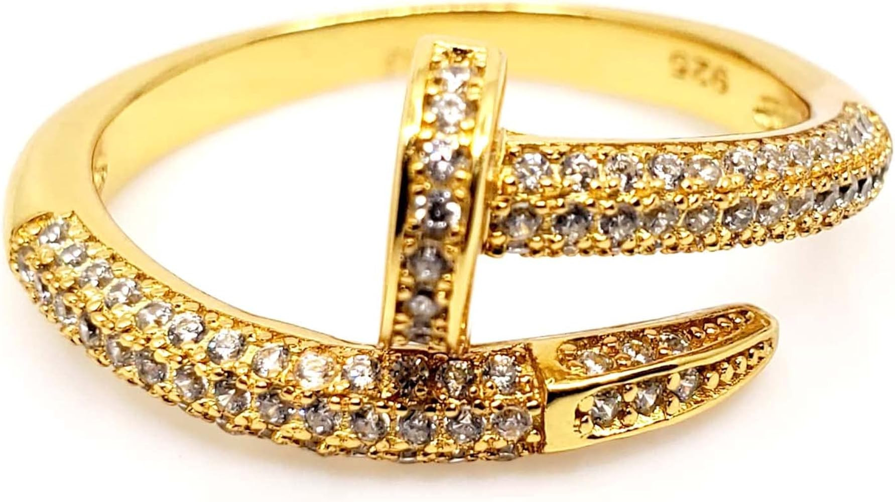 925-Sterling-Silver Nail Ring for Women for VALENTINE - Love Ring - 18K Gold Plated Nail, Promise, D | Amazon (US)
