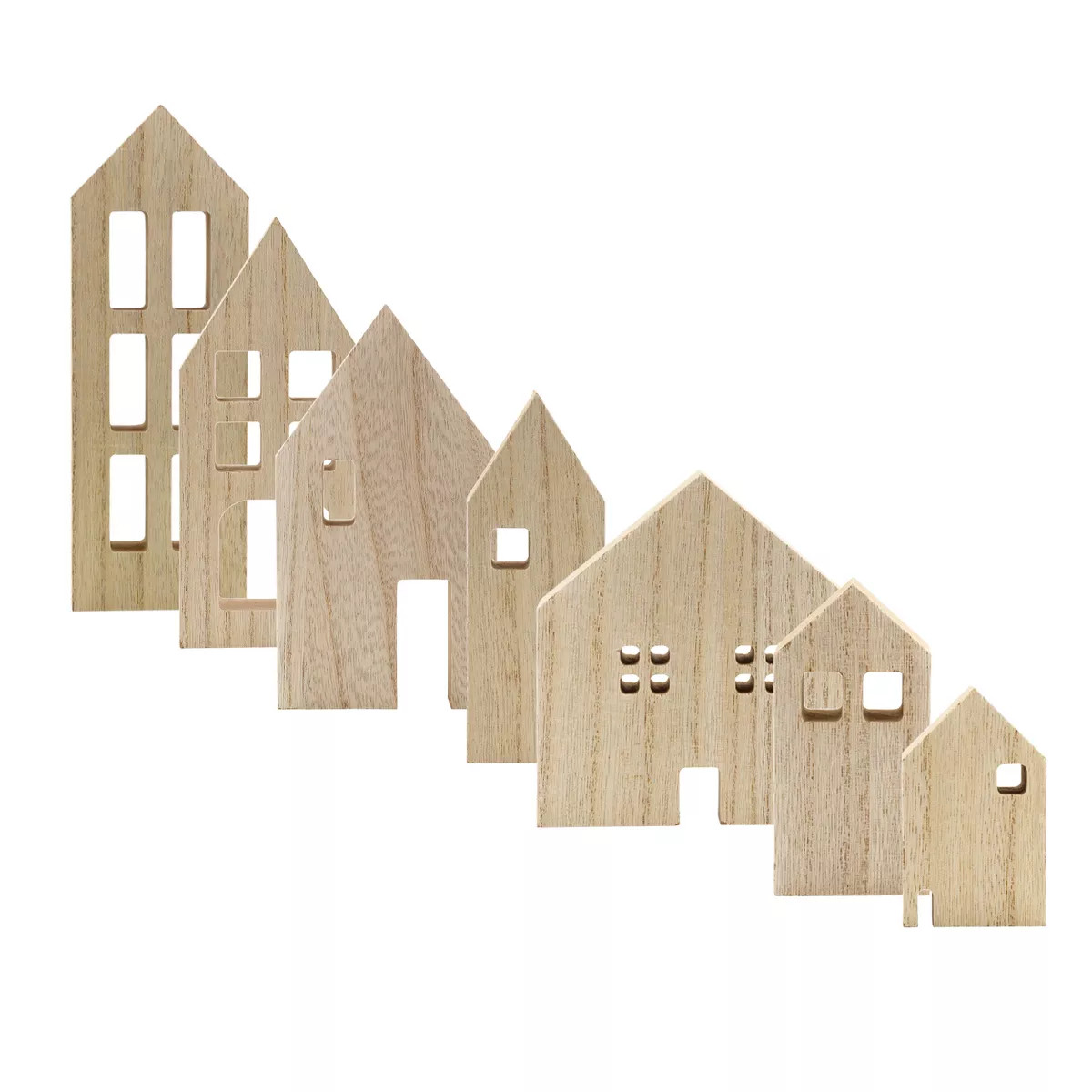 AuldHome Design Wood House Silhouettes Decor (Set of 7); Christmas and Holiday Wood Cutout Figure... | Target