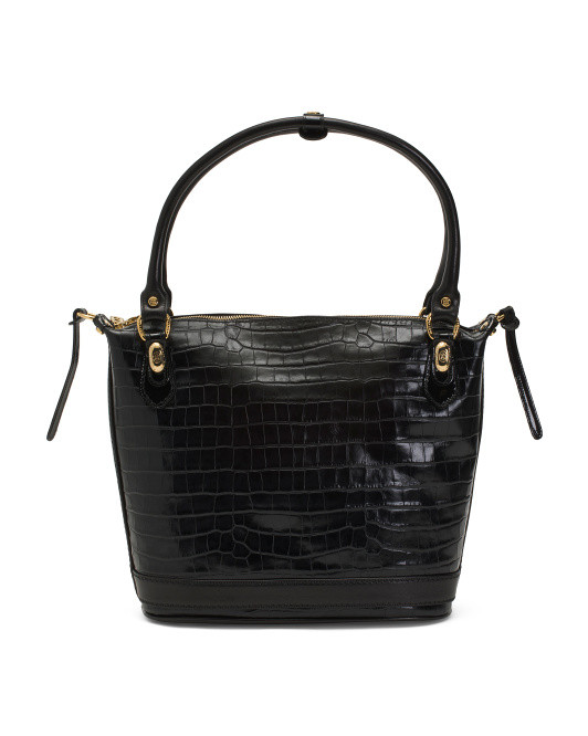 Made In Italy Leather Crocodile Plain Tote | TJ Maxx
