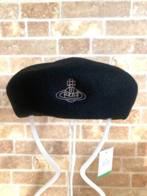 Vivienne Westwood Beret Hat Woman Orb Logo Black  Size Adjustments | eBay US