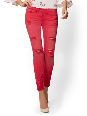 Soho Jeans - Red Destroyed Ankle | New York & Company