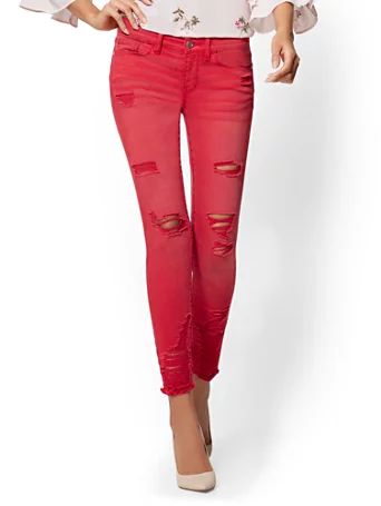 Soho Jeans - Red Destroyed Ankle | New York & Company