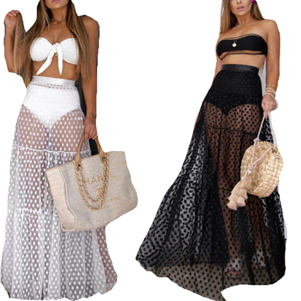 Women Bikini Cover Up Swimwear Sheer Mesh Skirt Beach Maxi Wrap Long Skirt Dress - Walmart.com | Walmart (US)